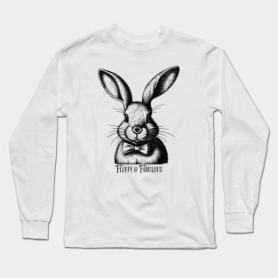 Fluffy and Fabulous Vintage Bunny Rabbit Black and white design, Cute Bunny Long Sleeve T-Shirt